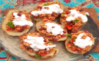 Tex Mex Baked Potatoes with Chicken & Kidney Beans